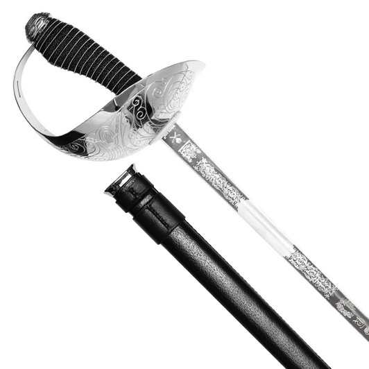 Windlass Cavalry Sword with Leather Scabbard - Stainless Steel (Kings Cypher)