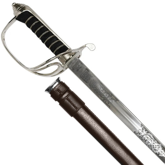 Windlass Artillery Sword with Leather Scabbard - Stainless Steel (Kings Cypher)