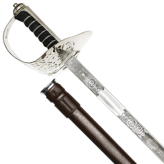 Windlass Infantry Sword with Leather Scabbard - Carbon Steel (Kings Cypher)