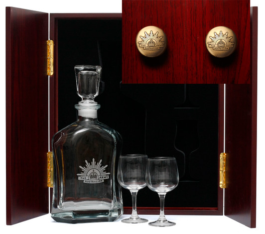 Army Decanter & Glasses in Display Case 8th Pattern