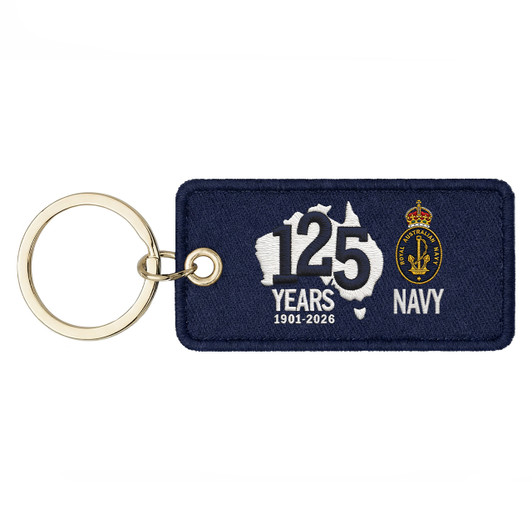 Navy - 125 Years For Our Nation Woven Bag Tag/Key Ring