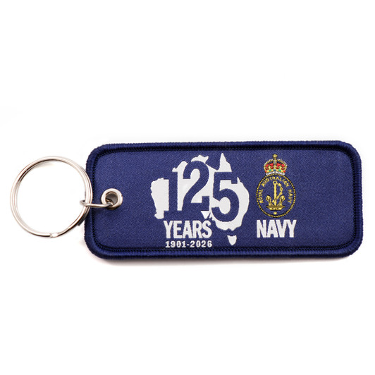 Navy - 125 Years For Our Nation Woven Bag Tag/Key Ring