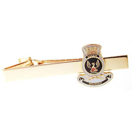 HMAS Darwin Tie Bar HMAS Darwin 20mm full colour enamel tie bar. Order now from the military specialists. This beautiful gold plated tie bar looks great on both work and formal wear.