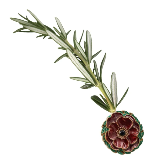 Red Poppy, Rosemary Carrier Lapel Pin