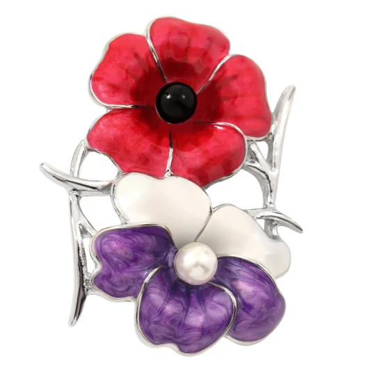 BrandNet Archive Edition | Nature of Remembrance Poppy and Native Violet Limited-Edition Brooch