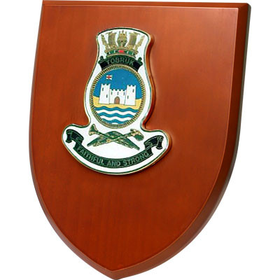 HMAS Tobruk Shield Plaque An Exceptional HMAS Tobruk Plaque order now. This beautiful plaque features a 100mm full colour enamel crest set on a 200x160mm timber finish shield. Presented in a stylish silver gift box with form c