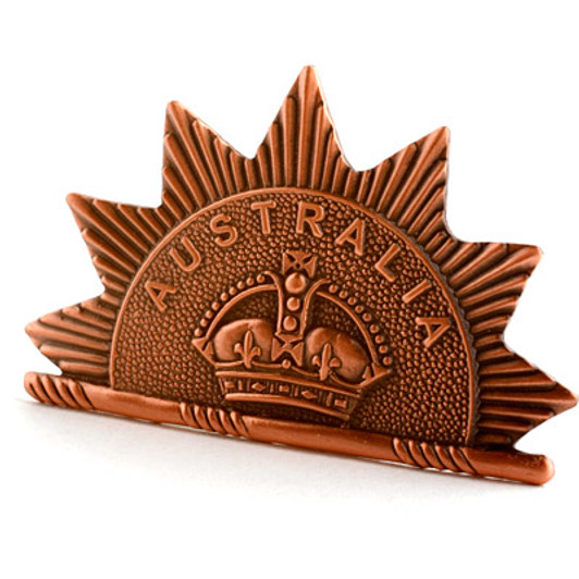Rising Sun Hat Badge 1902 Edition 1st This high quality replica of The first Australian Army Rising Sun Hat Badge from the military specialists. The first Rising Sun Hat Badge is from February 1902. It was issued to mounted troops in the