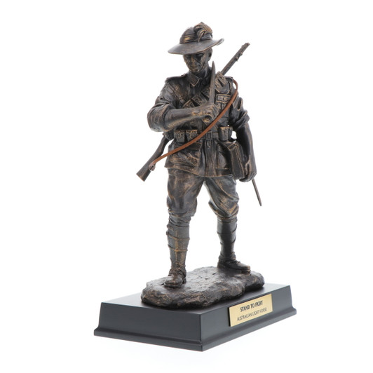 Stand to Fight Light Horse Figurine This limited edition cold cast bronze figurine remembers the men of the Australian Light Horse in the Great War of 1914-1918.  As mounted infantry the light horse was not a conventional cavalry, rathe