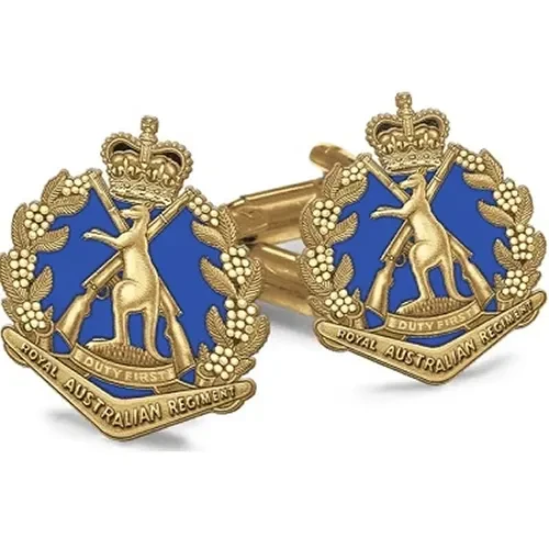 1 RAR Cuff Links 1st Battalion Royal Australian Regiment (1RAR) 20mm full colour enamel cuff links. Order now from the military specialists. These beautiful gold plated cuff links are the perfect accessory for work or