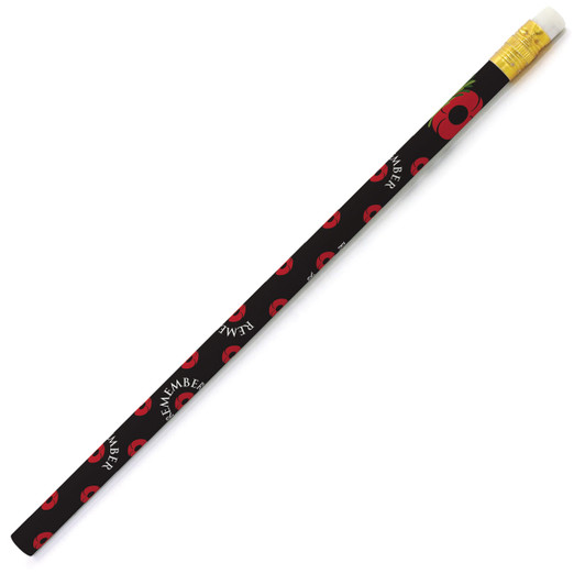 Remember Their Service Pencil Remember their service every day with this beautifully patterned pencil. Featuring a vibrant red poppy against a black background, this beautifully patterned pencil is a great addition to any pencil c