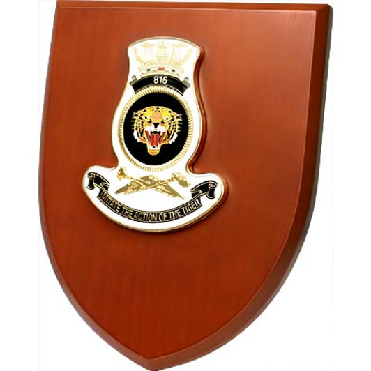 HMAS Albatross 816 Squadron Plaque An Exceptional 816 Squadron Plaque order now. This beautiful plaque features a 100mm full colour enamel crest set on a 200x160mm timber finish shield. Presented in a stylish silver gift box with form