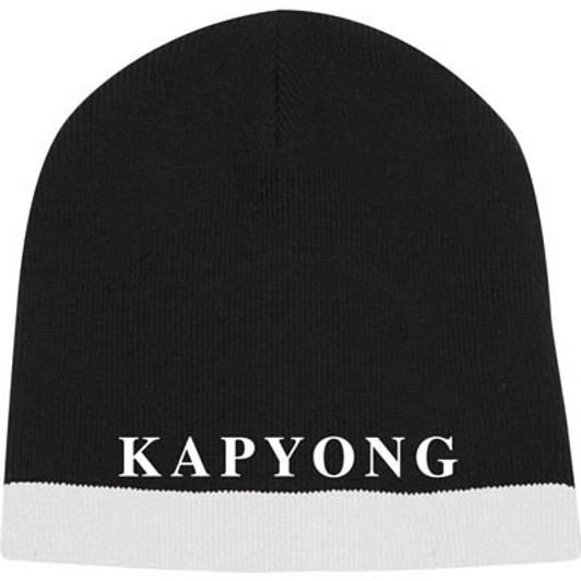 Kapyong Company Beanie This two-tone beanie is created to show your association with the Kapyong Company. Made of 100% acrylic, this black and white beanie will help keep your head warm when the temperature drops. Order now