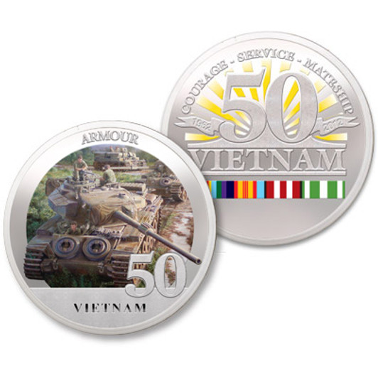 Armour Vietnam 50th Ltd Edition Medallion The stunning Armour Vietnam 50th Ltd Edition Medallion, order now from the military specialists. This Limited Edition proof quality medallion minted from brass alloy and finished in highly polished si
