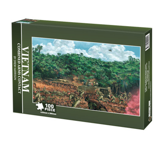 Combined Arms Contact Vietnam 100 Piece Jigsaw Puzzle The stunning Combined Arms Contact Vietnam 100 Piece Jigsaw Puzzle from the military specialists. These jigsaw puzzles featuring Drew Harrison's artwork Combined Arms Contact are ideal for kids and ad