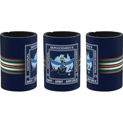 Nashos Drink Cooler A Stunning Nashos Drink Cooler, order now from the military specialists. Nashos approved neoprene drink cooler. Features the Nashos ribbon and National Servicemen's Association insignia printed on the
