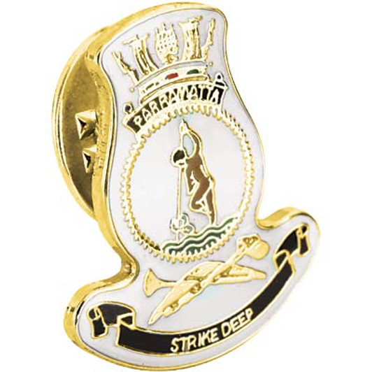 HMAS Parramatta Lapel Pin The HMAS Parramatta 20mm full-colour enamel lapel pin, order now from the military specialists. Displayed on a presentation card. This beautiful gold-plated lapel pin will look great on both your jack