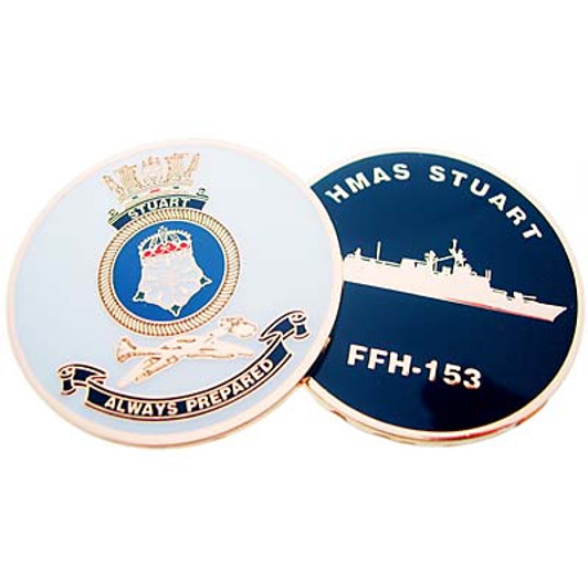 HMAS Stuart Medallion The HMAS Stuart medallion. Order now from the military specialists. This spectacular 48mm full-colour enamel medallion with the ships crest on the front and ships profile on the reverse, will start co HMAS Stuart Medallion The HMAS Stuart medallion. Order now from the military specialists. This spectacular 48mm full-colour enamel medallion with the ships crest on the front and ships profile on the reverse, will start co