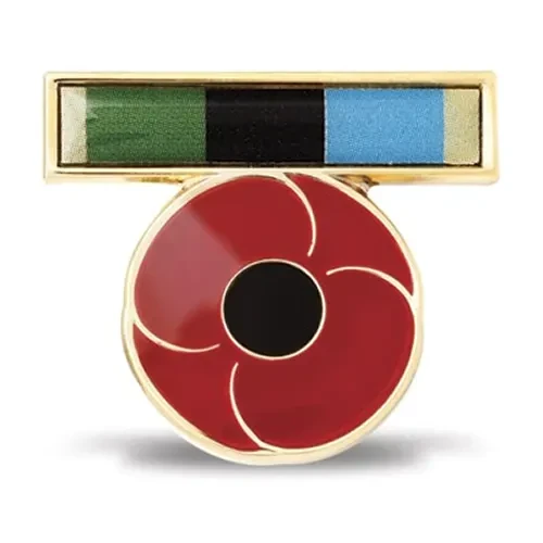 AOSM Greater Middle East Ribbon Poppy Lapel Pin With this rich enamel-filled 25mm Greater Middle East ribbon badge available from the military specialists we honour the dedication and service of Australian service men and women who have supported g