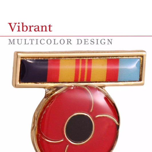 Vietnam Ribbon Poppy Lapel Pin