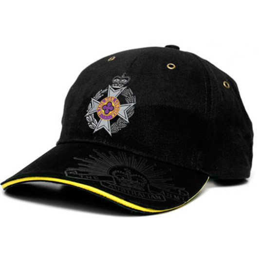 RAAChD Black Cap This Royal Australian Army Chaplains Department (RAAChD) cap is both stylish and practical with its cool looks. Buy now from the military specialists. This quality heavy brushed cotton cap has the RAA