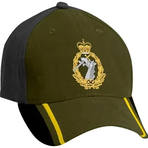 RAADC Brushed Cotton Cap This Royal Australian Army Dental Corps (RAADC) cap is both stylish and practical with its cool two colour design. Buy now from the military specialists. This quality heavy brushed cotton cap has the