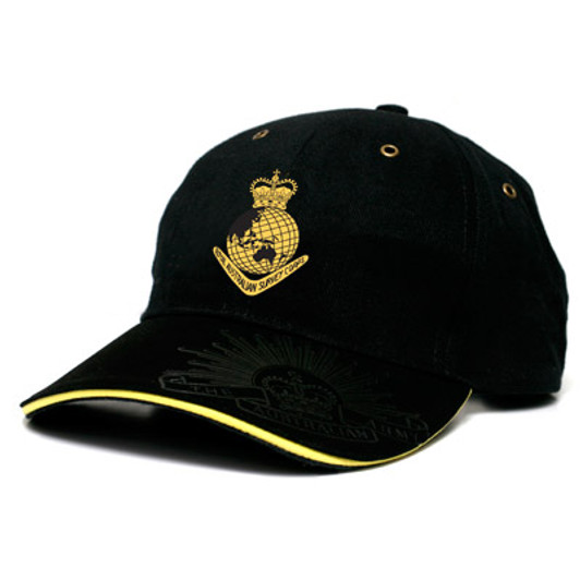 RASvy Black Cap This Royal Australian Survey Corps (RASvy) cap is both stylish and practical with its cool looks. Buy now from the military specialists. This quality heavy brushed cotton cap has the RASvy crest embro