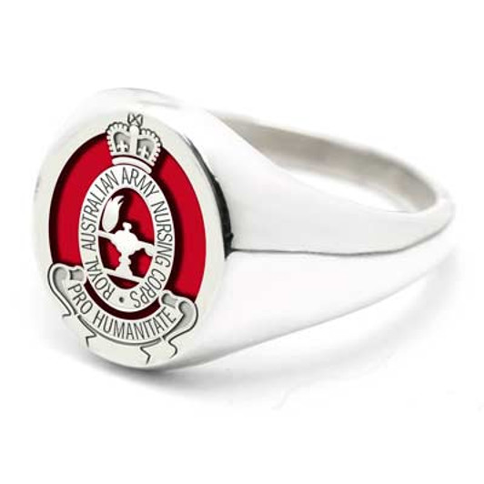RAANC Sterling Silver Ring 13mm Order the stunning Royal Australian Army Nursing Corps (RAANC) Solid Sterling Silver Ring today from the military specialists. Our quality rings are custom-made to order - please choose carefully as c