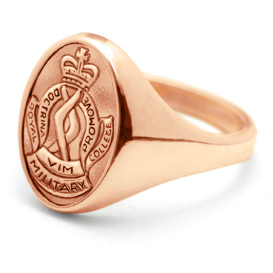 RMC 18ct Rose Gold Ring A Stunning Royal Military College Corps of Staff Cadets (RMC) Solid 18ct Rose Gold Ring order today from the military specialists. Our quality rings are custom-made to order - please choose carefully as