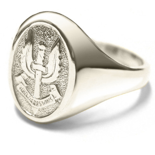 SASR 18ct White Gold Ring Order the stunning Special Air Service Regiment (SASR) Solid 18ct White Gold Ring today from the military specialists. Our quality rings are custom-made to order - please choose carefully as changes t
