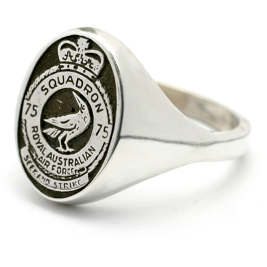 75SQN Sterling Silver Ring Stunning 75 Squadron (75SQN) Solid Sterling Silver Ring order today from the military specialists. Our quality rings are custom-made to order - please choose carefully as changes to or cancellation of