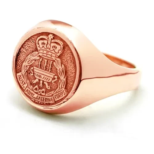 AACC 9ct Rose Gold Ring Stunning Australian Army Catering Corps (AACC) Solid 9ct Rose Gold Ring order today from the military specialists. Our quality rings are custom-made to order - please choose carefully as changes to or