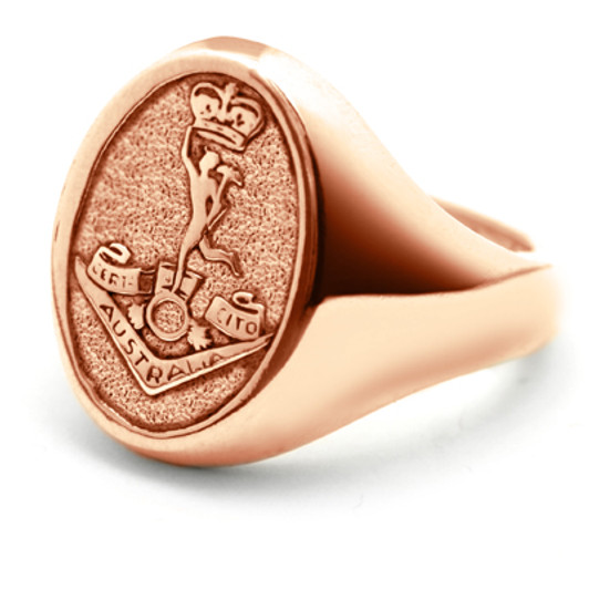 RASigs 9ct Rose Gold Ring Order the stunning Royal Australian Corps of Signals (RASigs) Solid 9ct Rose Gold Ring today from the military specialists. Our quality rings are custom-made to order - please choose carefully as chan