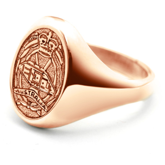 RAAC 18ct Rose Gold Ring Order the stunning Royal Australian Armoured Corps (RAAC) Solid 18ct Rose Gold Ring  today from the military specialists. Our quality rings are custom-made to order - please choose carefully as change