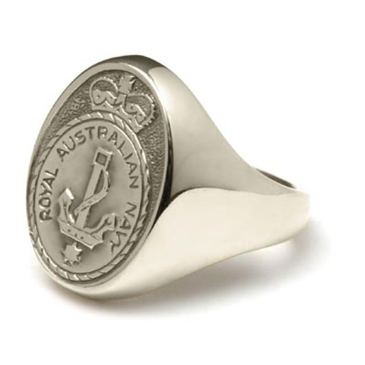 Navy Ring 18ct White Gold Stunning Navy Solid 18ct White Gold Ring order today from the military specialists. Our quality rings are custom-made to order - please choose carefully as changes to or cancellation of your order aft