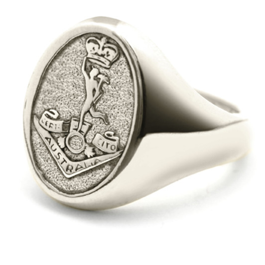 RASigs 18ct White Gold Ring Order the stunning Royal Australian Corps of Signals (RASigs) Solid 18ct White Gold Ring today from the military specialists. Our quality rings are custom-made to order - please choose carefully as ch