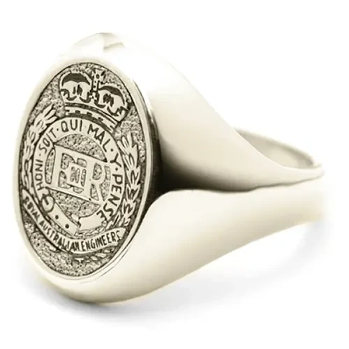 RAE 18ct White Gold Ring Order the stunning Royal Australian Engineers (RAE) Solid 18ct White Gold Ring today from the military specialists. Our quality rings are custom-made to order - please choose carefully as changes to o