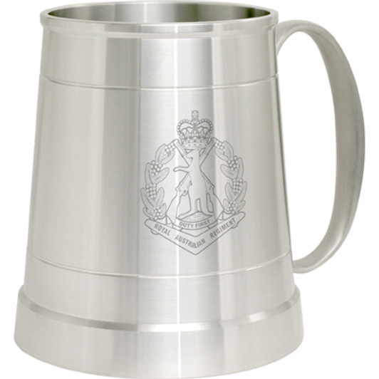 RAR Pewter Tankard Royal Australian Regiment (RAR) crest Engraved on a traditional pewter tankard from Military Shop. Order online now. This stylish tankard is a brilliant addition to your trophy shelf or pool room.