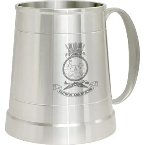 HMAS Tobruk Pewter Tankard HMAS Tobruk crest Engraved on a traditional pewter tankard from Military Shop. Order online now. This stylish tankard is a brilliant addition to your trophy shelf or pool room.