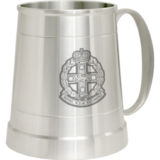RNSWR Pewter Tankard Royal New South Wales Regiment (RNSWR) crest Engraved on a traditional pewter tankard from Military Shop. Order online now. This stylish tankard is a brilliant addition to your trophy shelf or pool ro