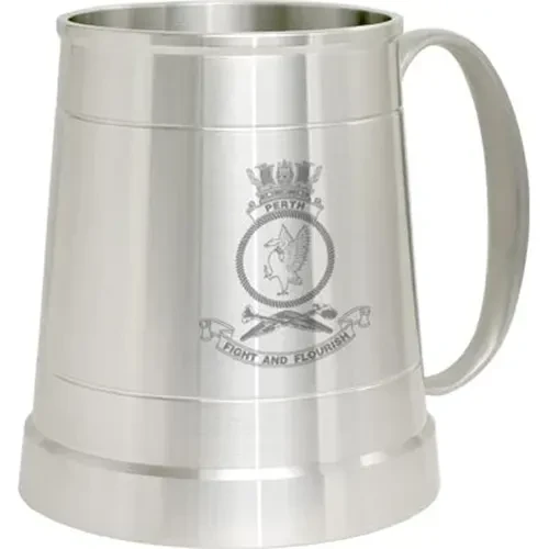 HMAS Perth Pewter Tankard HMAS Perth crest Engraved on a traditional pewter tankard from Military Shop. Order online now. This stylish tankard is a brilliant addition to your trophy shelf or pool room.