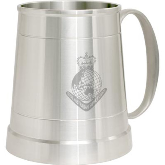 RASvy Pewter Tankard Royal Australian Survey Corps (RASvy) crest Engraved on a traditional pewter tankard from Military Shop. Order online now. This stylish tankard is a brilliant addition to your trophy shelf or pool roo