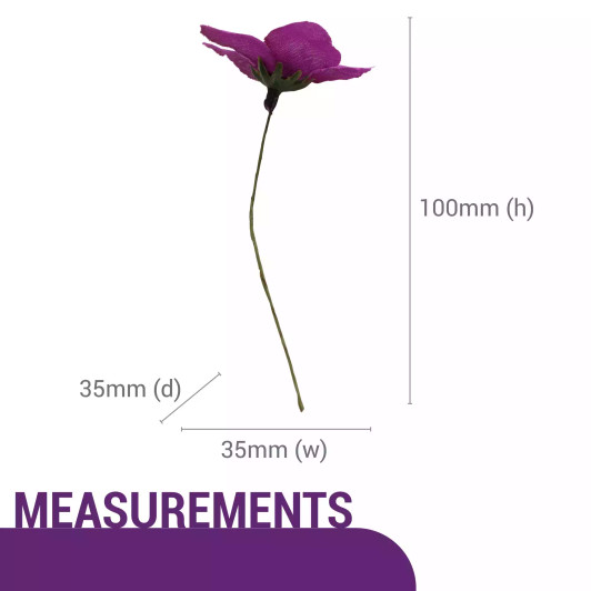 Purple Donation Fabric Poppy w/Wire Stem