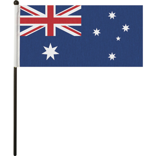Australian Flag Waver Flag A quality Australian Flag Hand Waver Flag, order now from the military specialists. This is the perfect product for your parades or events. The kids will love these quality screen printed material fla