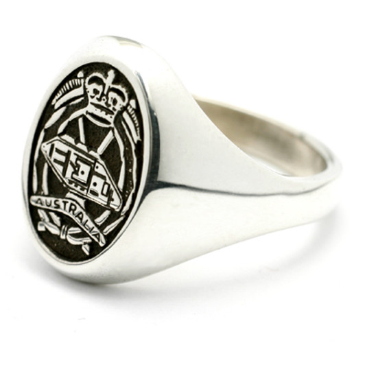 RAAC Sterling Silver Ring Order the stunning Royal Australian Armoured Corps (RAAC) Solid Sterling Silver Ring today from the military specialists. Our quality rings are custom-made to order - please choose carefully as change