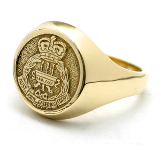 AACC 9ct Yellow Gold Ring Stunning Australian Army Catering Corps (AACC) Solid 9ct Yellow Gold Ring order today from the military specialists. Our quality rings are custom-made to order - please choose carefully as changes to