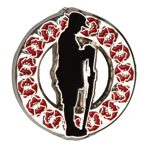 Resting on Reversed Arms Poppy Badge Down through time we have called on Australian men and women to stand to defend our nation and our freedom. It is their courage, sacrifice, and dedication to our country that we must always remember.