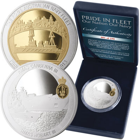 HMAS Canberra-Hobart Ltd Medallion HMAS Canberra-Hobart Limited Edition Medallion buy now from the military specialists and remember you were there. This limited edition medallion features our future ships, HMAS Canberra (III), an amph