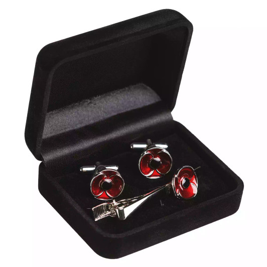 Poppy Recollections Tie Bar & Cufflink Set