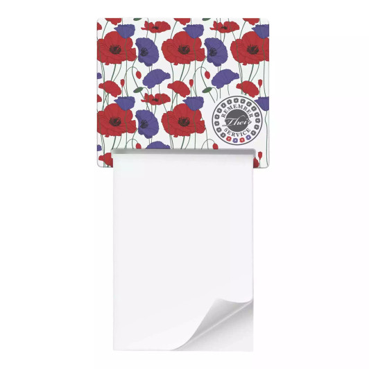 Remember Their Service Red & Purple Poppy Magnet Memo Pad