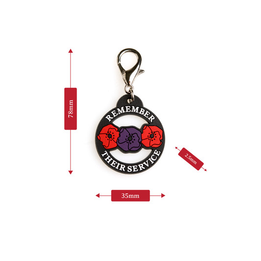 Remember Their Service Red & Purple Poppy PVC Pet Tag
